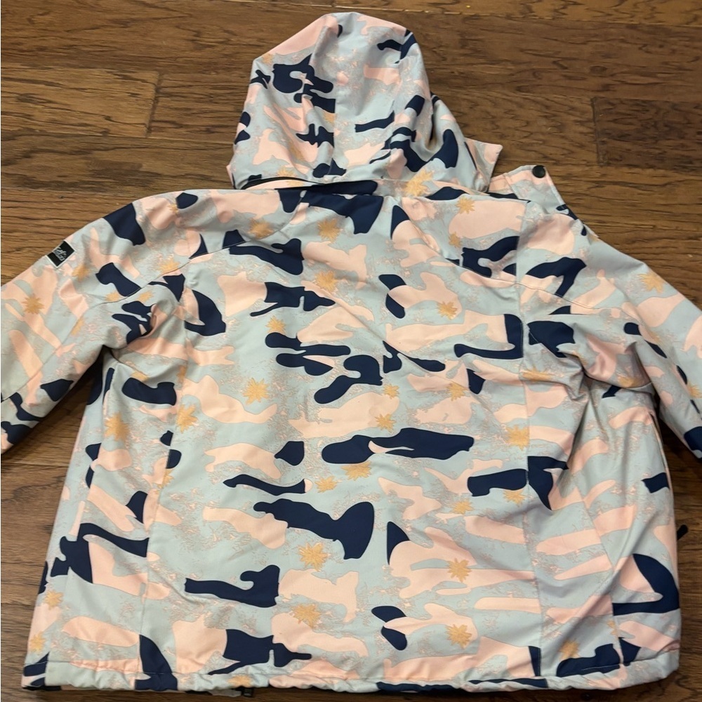 Pooluly Women’s Camo Snow/ski Jacket Pink Blue Floral Insulated Hooded Size sm - Picture 4 of 15